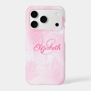 Girly Pink White Watercolor Name Monogram
