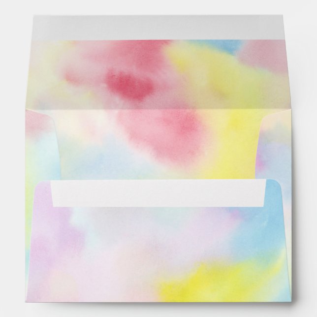 Girly Pink Yellow Blue Tie Dye Envelope (Back (Bottom))