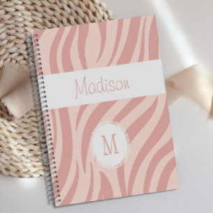 Girly Pink Zebra Animal Print Trendy Monogram Planner