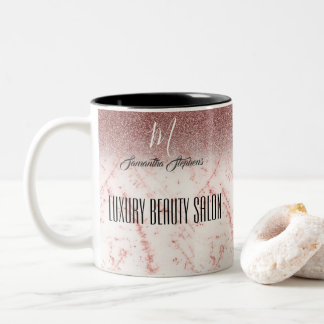 Girly Pinky Glittery Luxury Beauty Salon Two-Tone Coffee Mug