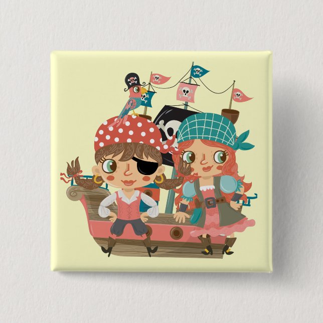 Girly Pirates 15 Cm Square Badge (Front)
