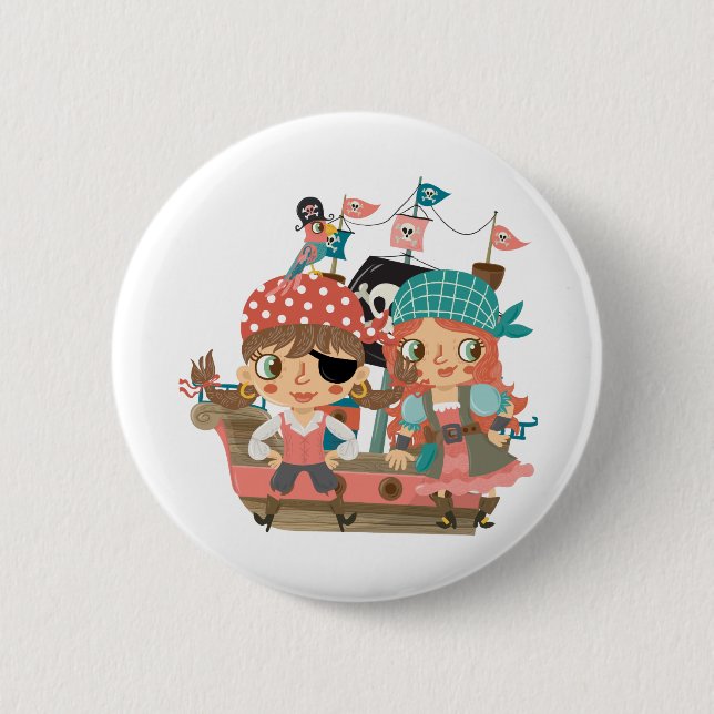 Girly Pirates 6 Cm Round Badge (Front)