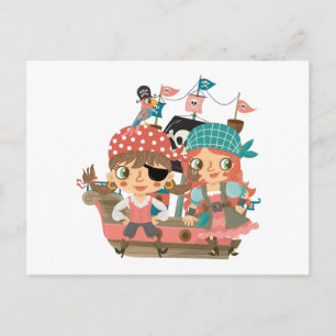Girly Pirates Postcard