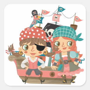 Girly Pirates Square Sticker