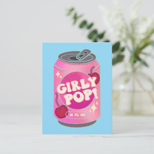 Girly Pop Cherry Soda Can Retro Y2K Pink Postcard