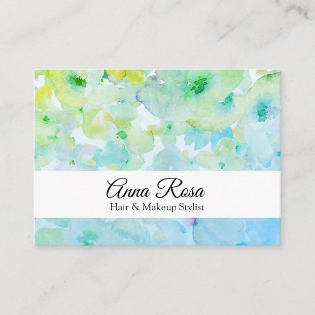 *~* Girly Popular Floral Turquoise Green Beauty Business Card (Front)