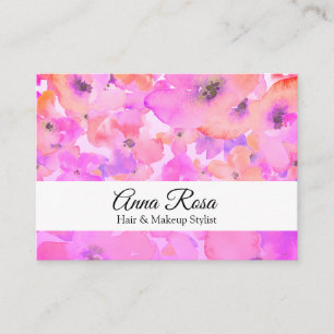 *~* Girly Popular Watercolor Floral Pink Lavender Business Card