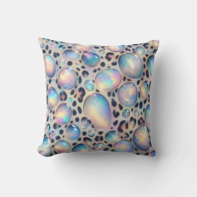 Girly Posh Leopard Print Opal Cushion (Front)
