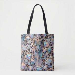 Girly Posh Leopard Print Opal Tote Bag