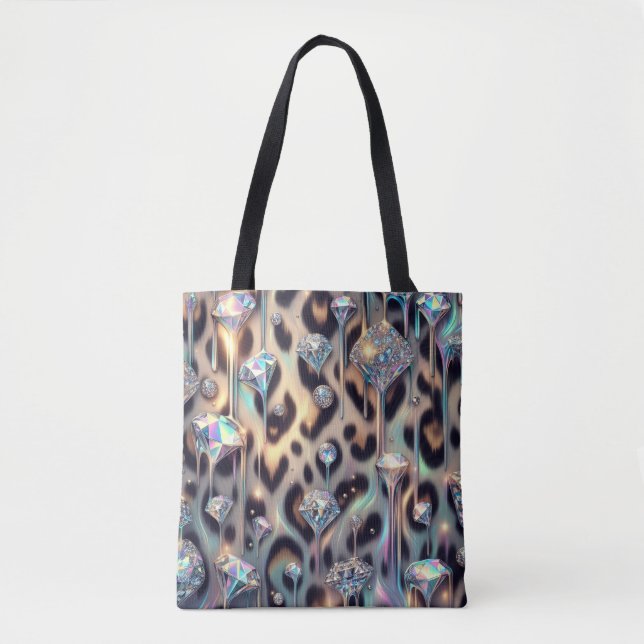 Girly Posh Leopard Print Opal Tote Bag (Front)