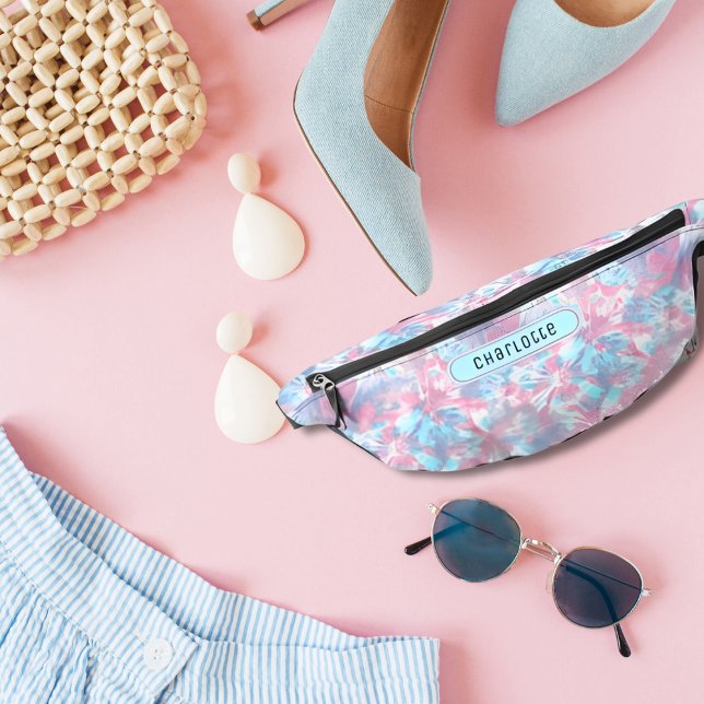 Girly Powder Pink & Electric Blue Shibori Pattern Bum Bags (Creator Uploaded)