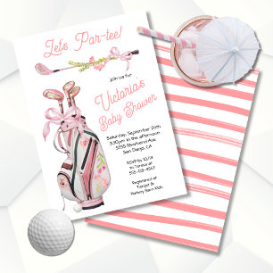 Girly Preppy Golf Baby Shower Invitation