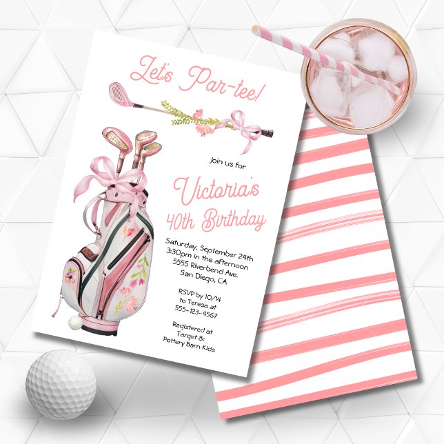 Girly Preppy Golf Birthday Party Invitation (Creator Uploaded)