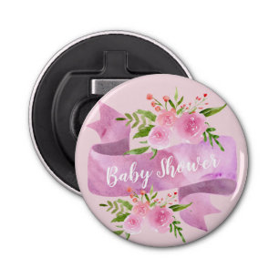 Girly, Pretty, Chic, Floral Blush Pink Baby Shower Bottle Opener