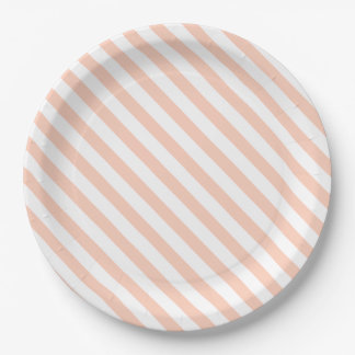 Girly pretty pink and white stripes Birthday party Paper Plate
