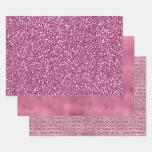 Girly Pretty Pink Glitzy Glitter Sparkle Wrapping Paper Sheet