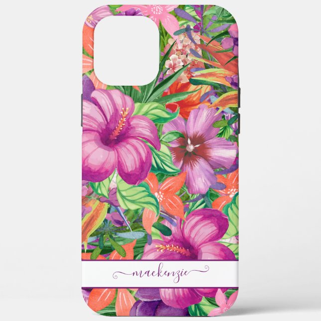 Girly Pretty Tropical Flowers Pattern Case-Mate iPhone Case (Back)
