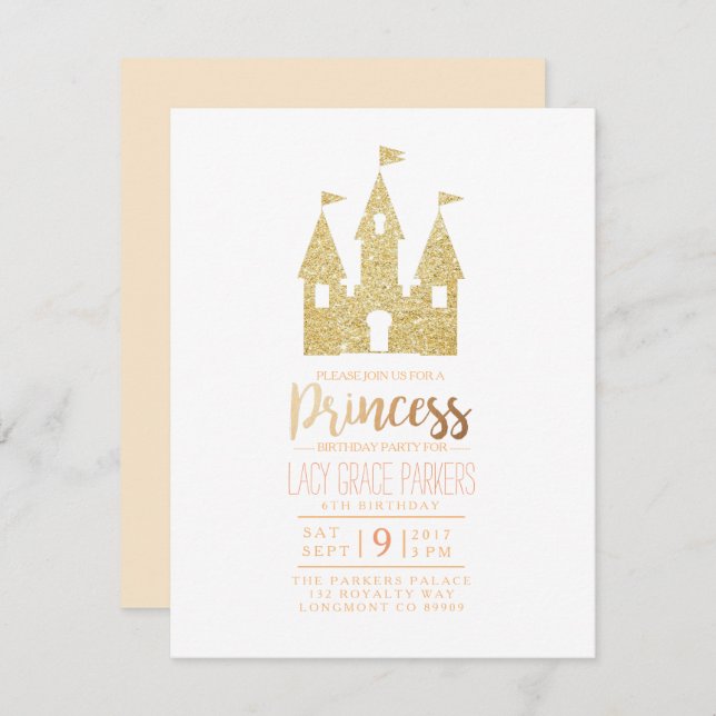 Girly Princess Birthday | Themed Party Invitation (Front/Back)