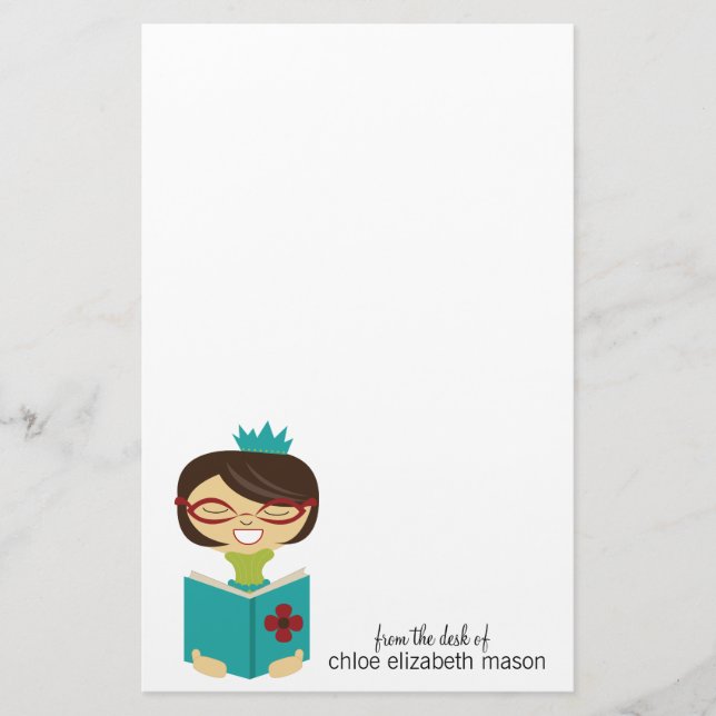 Girly Princess Bookworm Stationery (Front)