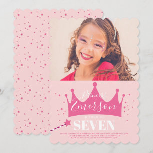 Girly Princess Cute Pink Birthday Party Invitation