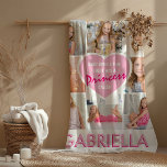 Girly Princess Photo Collage Heart | Name Fleece Blanket<br><div class="desc">A gorgeous girly blanket featuring a photo collage,  a pink and white heart with the cute saying 'once upon time there was a princess called' and then the childs name.</div>
