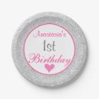 Girly Princess Pink & Silver Glitter 1st Birthday