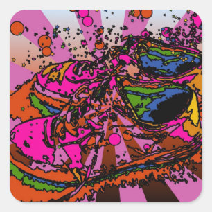 Girly Psychedelic Sneakers Square Sticker