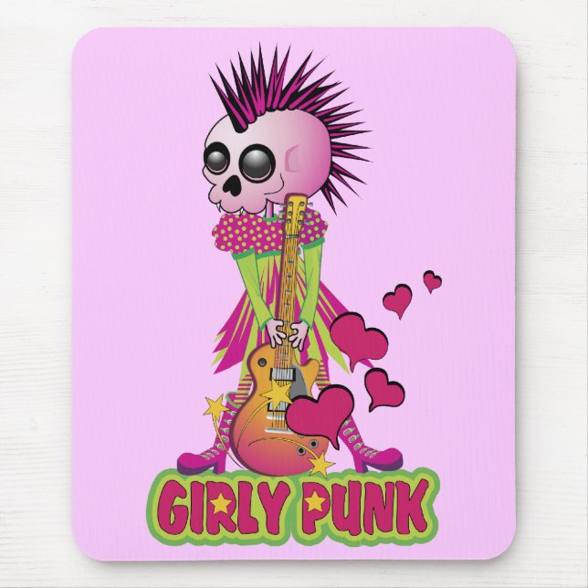 Girly Punk Rocker Mouse Mat (Front)