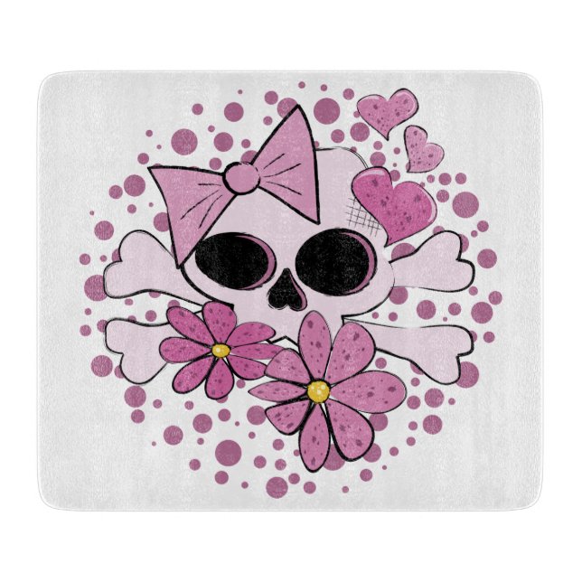 Girly Punk Skull Cutting Board (Front)