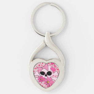 Girly Punk Skull Key Ring