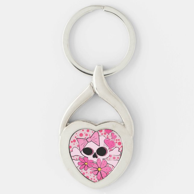Girly Punk Skull Key Ring (Front)