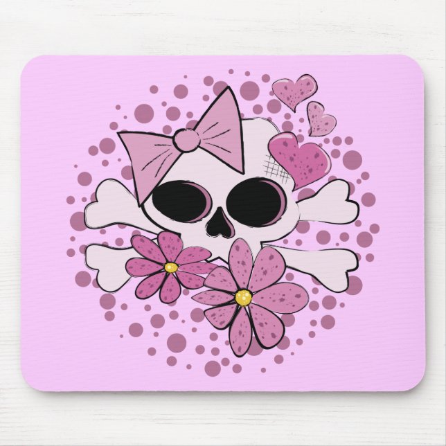 Girly Punk Skull Mouse Mat (Front)
