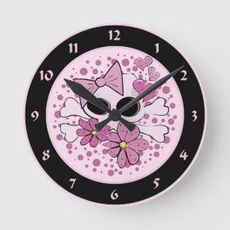 Girly Punk Skull Round Clock