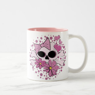 Girly Punk Skull Two-Tone Coffee Mug