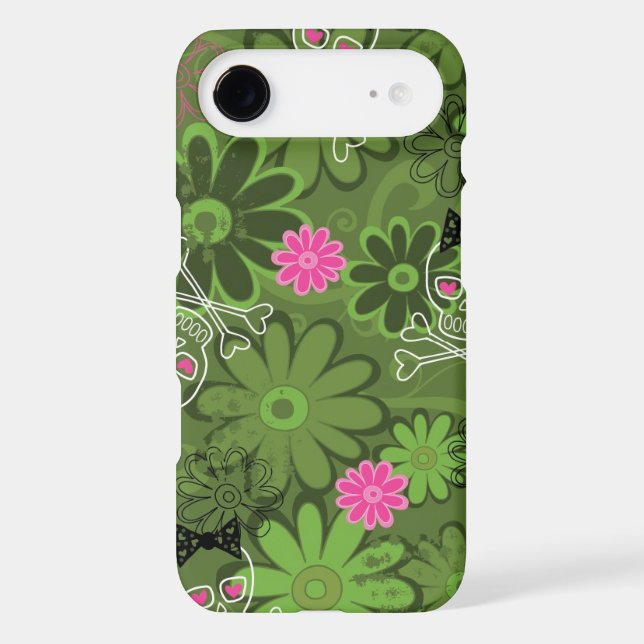 Girly Punk Skulls on Flower Camo background Case-Mate iPhone Case (Back)