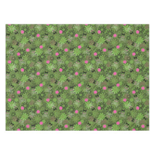 Girly Punk Skulls on Flower Camo background Tablecloth