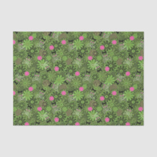 Girly Punk Skulls on Flower Camo background Tissue Paper