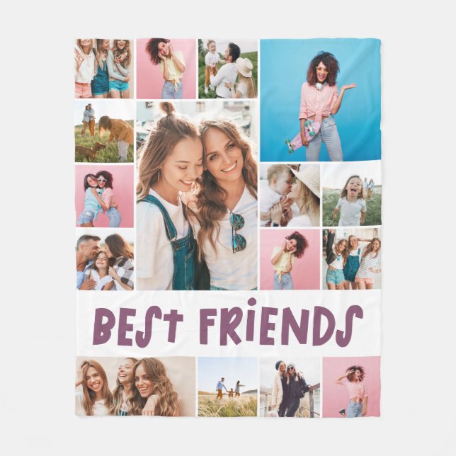 Girly purple 16 photo best friend modern simple fleece blanket (Front)