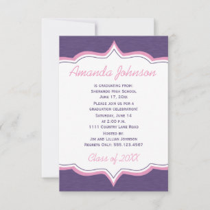 Girly Purple and Pink Graduation Party Invitation