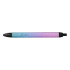 Girly Purple Blue Glitter Black Ink Pen