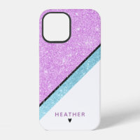 Girly Purple Blue Glitter Stripe