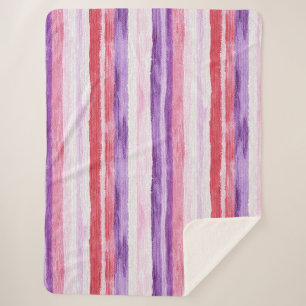 Girly Purple Blush Pink Red Stripes Christmas Sherpa Blanket
