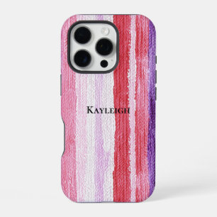 Girly Purple Blush Pink Red Stripes iPhone 16 Pro Case