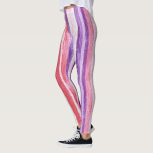 Girly Purple Blush Pink Red Stripes   Leggings