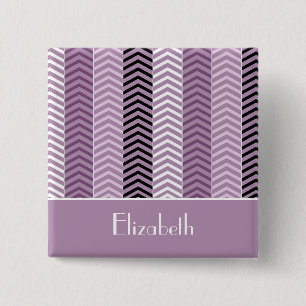Girly Purple Chevron Stripes Pattern With Name 15 Cm Square Badge