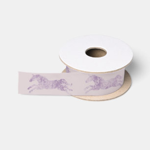Girly Purple Classic Equestrian Horses Satin Ribbon