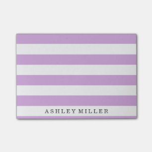 Girly Purple Classic Stripes Monogram Notes