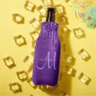 Girly Purple Dripping Glitter Brush Metal Monogram