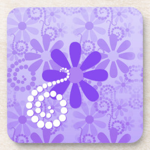 Girly Purple Floral Retro Flowers Coaster