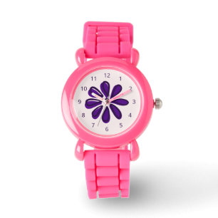 Girly Purple Flower Doodle Hour Numbers First Watch